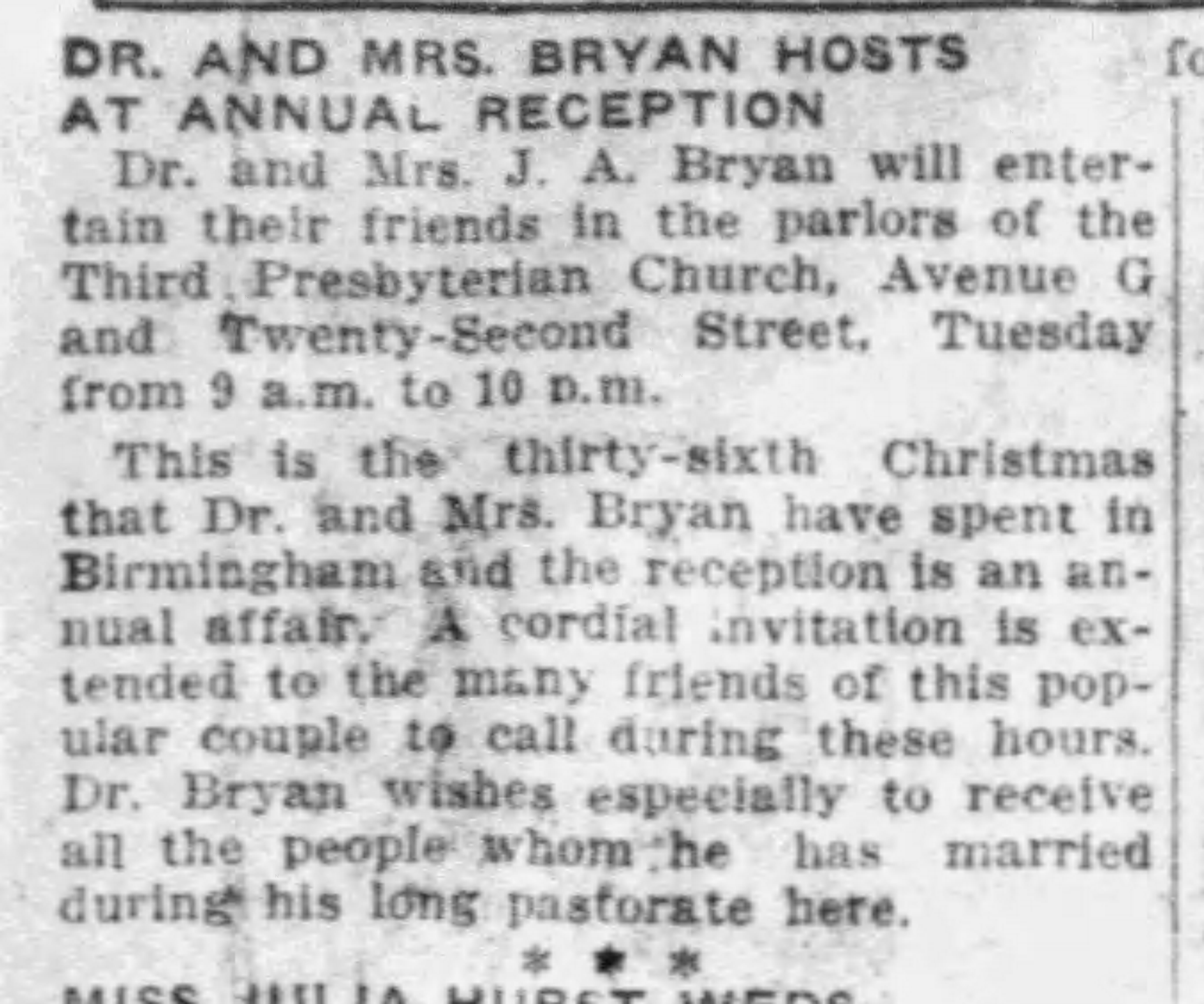 Dr. and Mrs. Bryan Hosts At Annual Reception